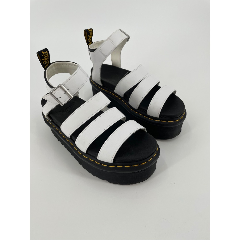 Dr. Martens Blaire Quad White Leather Platform Gladiator Sandals Womens 7 38 EU